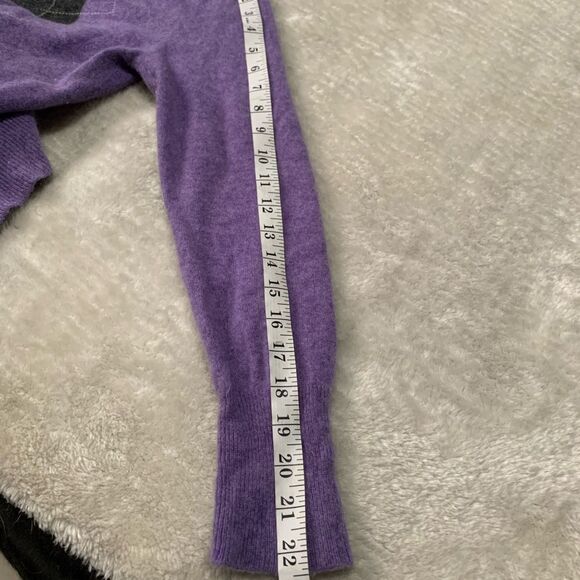 SOLDDD APT 9 Womens 100%‎ Cashmere Argyle Purple V Neck Sweater Size Medium - Picture 5 of 6